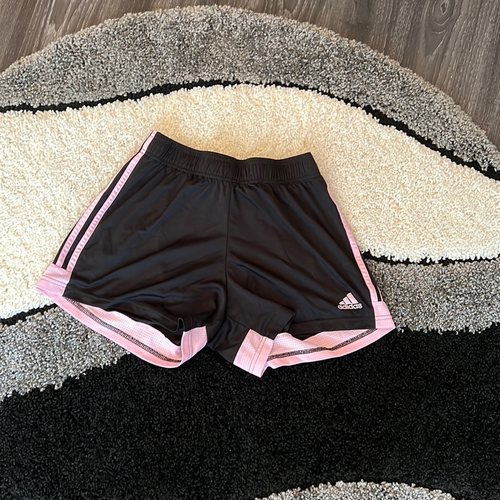 Medium adidas gym short. Pink and black.